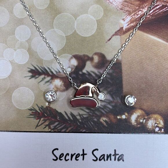 Secret Santa Sterling Silver Necklace & Earrings Set - Picture 2 of 5
